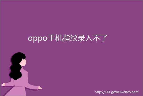 oppo手机指纹录入不了